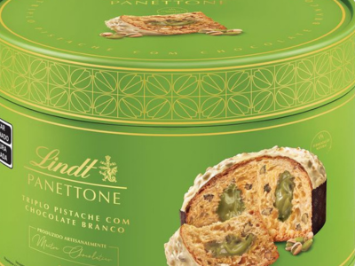 Panetone Lindt Triplo Pistache e Chocolate Branco