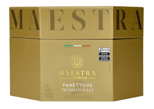 Panettone tradicional Maestra per La Pastina
O mais vendido da coleção, recheado com uvas-passas sultana e cascas de laranja cristalizadas. 