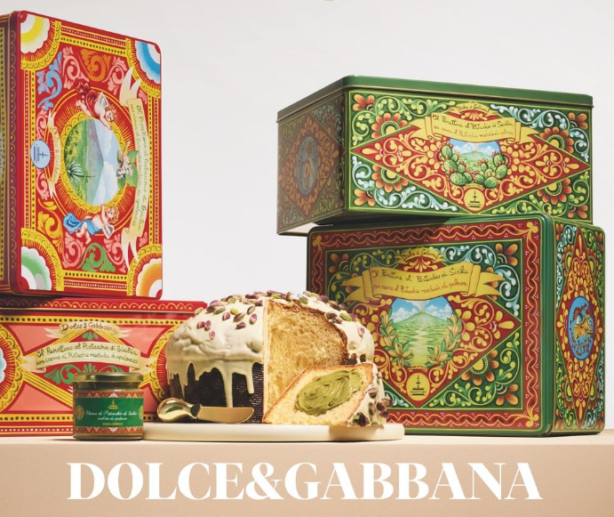 Panetone Fiasconaro com embagem Dolce & Gabbana.