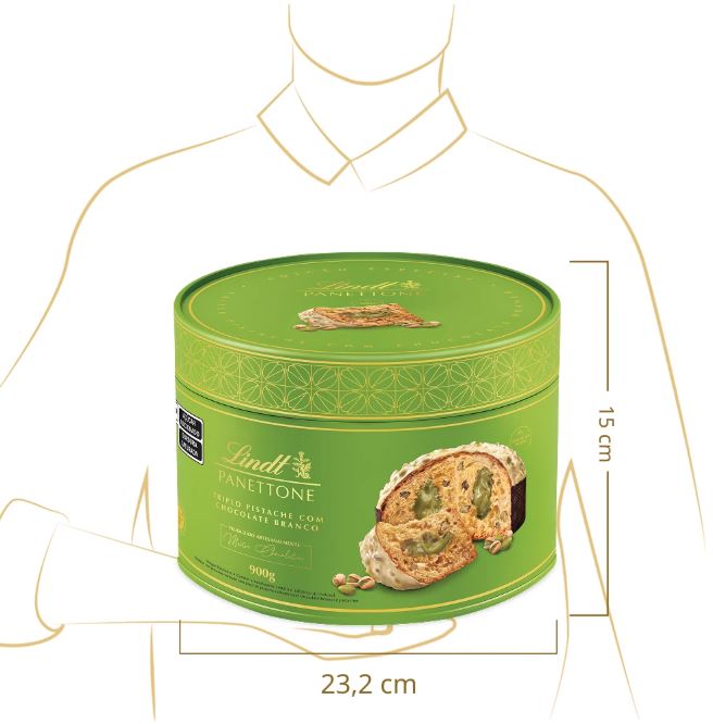 Panetone  Lindt Triplo Pistache e Chocolate Branco