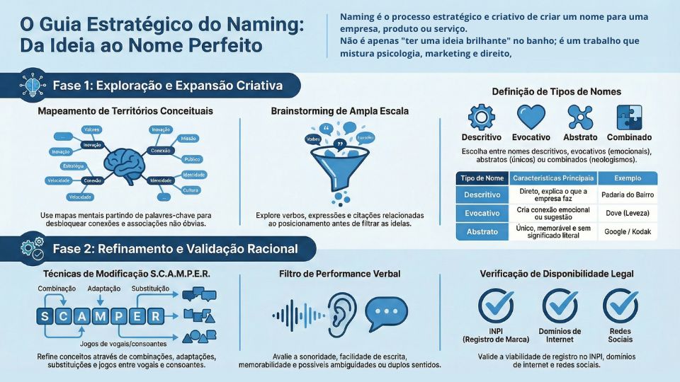 Guias estratégico do Naming. Como encolher o nome ideal para sua empresa, produto ou marca.